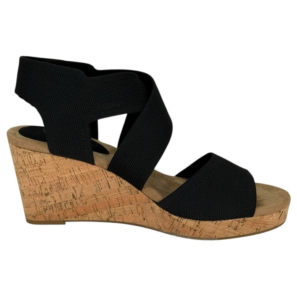 Style & Co. Sicilyy Black Cross Strap Cork Womens Wedge Sandals Size 10M - Picture 5 of 13